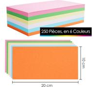 ASFASFq-250x Cartes de Modération 20x10 cm - 6 Couleurs - 150g - Rectangulaires - Parfaites pour les Présentations, les Ateliers & les Brainstormings - Fiche Bristol - Flash Cards - Carte Bristol