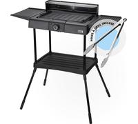 ASFASFq-2in1 Barbecue electrique sur pied - Pieds & Pince à griller inclus I Grille viande électrique I Plancha électrique xxl Barbecue électriques exterieur I Barbecues d'extérieur Grills BBQ