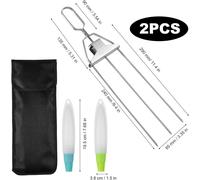 ASFASFq-2pcs Brochettes de Barbecue, Brochettes à 3 Dents en Acier Inoxydable avec Sacs Oxford et Bouteilles de Brosse à Huile Brochettes de Gril en Métal Brochettes de Kebab pour Viande et Légumes