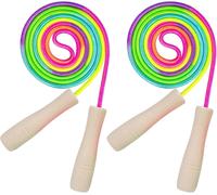 Asfasfq-2pcs Corde À Sauter Enfant, 250cm Corde À Sauter Arc-En-Ciel Pour Enfants Corde À Sauter Réglable Avec Poignées En Bois Pour Garçon Fille Fitness Training Exercice Activités De Plein