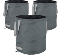 Asfasfq-3 Sacs De Jardin Autoportants, 85 L, Système Pop-Up, 3 Poignées Chacun, Résistants Aux Uv, Étanches, Gris