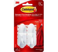 ASFASFq-3M Crochets Lot de 2 crochets et 4 bandes ovales avec bandes adhésives Command Chaque crochet supporte jusqu'à 1 kg 80 x 30 x 30 mm (Import Royaume Uni)