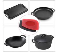 ASFASFq-4 Pieces BBQ Grill Scraper Plastique Grill Rrattoir Set Grattoir Casserole Rrattoir Poêle Nettoyage Poêle Fonte pour Cuisson Vaisselle Grill Poêle Nettoyage Ustensiles Cuisine Rouge Noir