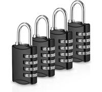 Asfasfq-4 Pièces Cadenas Code, Cadenas 4 Chiffres, Cadenas Valise, Cadenas Code Exterieur Résistant Aux Intempéries, Cadenas Casier Alliage De Zinc, Pour Abri De Jardin, Gym, Garage, École, Noir