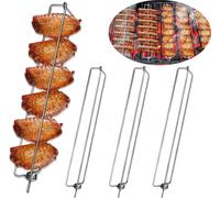ASFASFq-4 Pièces Clamping Wing Rails for Grilling Chicken Wings, Chicken Wing BBQ Fork,Ailes de Poulet BBQ Fourchette,BBQ Set D'outils pour Barbecue,Viandes et Légumes Fête du Camping