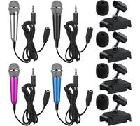 ASFASFq-4 Pièces Mini Micro Asmr, Mini Microphone Portable, Mini Microphone pour Téléphone Portable, Petit Microphone avec Supports Filaire pour Téléphone Portable, Ordinateur Portable