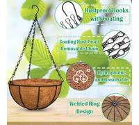 ASFASFq-4 Pièces Pots à Suspendu en Métal avec Doublure en Coco, 20CM Panier de Fleurs Ronds Suspendus de Doublure en Fibre de Coco avec 40CM Chaîne pour Jardin Porche Patio Plante Fleur Décoration