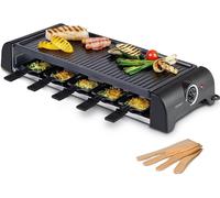 ASFASFq-45060 Barbecue électrique de table/Raclette pour 10 personnes Raclette XXL avec 10 poêlons & spatules Avec plaque de gril antiadhésive Câble de 1,2 m 1500W Nettoyage Facile