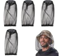 ASFASFq-4PCS Masque Masque Anti Tête de Moustique Net Moustiquaire pour le Camping et les Voyages en Plein Air, Taille Unique, Noire