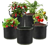 ASFASFq-5 pièces Sac à Plantes - 22L,Sacs De Culture en Tissu avec Poignées,réutilisable,Sac de Plantation Geotextile pour Fleurs,Pommes de Terre,Fraises,Tomates