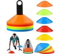Asfasfq-50 Pcs Plots Entrainement, Plots De Marquage Pour Football Cône, Cônes À Disque Avec Support De Rangement, Poche Filet, Plots Sport Pour Délimitation Entraînement Football (5 Couleurs)