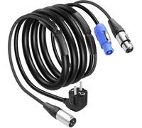 ASFASFq-6.5FT Câble Hybride Compatible Schuko/PowerCon, câble mâle PowerCon vers connecteur Schuko Stecker + Connexion DMX 3 Broches mâle vers Femelle