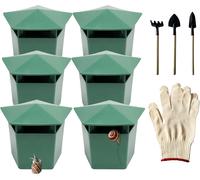 ASFASFq-6 Pcs Piege à Limace - Piège à Escargots Anti Limace Naturel Escargots Catcher(3.9" x 2.4" x 2.8") Vert avec des Outils de Creusement et des Gants