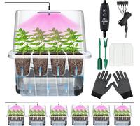 ASFASFq-6 Pièces Auto-arrosant Mini Serre pour Plantes kit,Kit de Culture Serre avec LED luminosité réglable,avec Coussin Absorbant,Température et humidité réglables,avec kit D'outils De Plantation