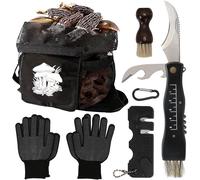 ASFASFq-6 Set de Couteaux à Champignons avec Brosse et Règle Couteau à Truffes en Acier Inoxydable (avec Sac à Champignons) Gants Brosse à Champignons pour la Cueillette des Champignons
