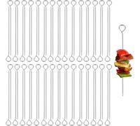 ASFASFq-60 Pièces Brochettes à Viande en Acier Inoxydable, 10cm Brochettes pour Barbecue en Acier Inox, Brochettes en Métal, Réutilisables Brochettes Barbecue pour Viande, Légumes, Poisson, Cocktail