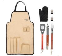 ASFASFq-63010 - Ensemble d'Accessoires pour Barbecue 7 Pièces, Pinces à Barbecue, Spatule, Fourchette à Découper, Tablier, Gant et Salière, Ensemble d'Ustensiles pour Barbecue, Outils pour Gril