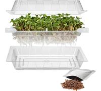 ASFASFq-745748 Plateau de Germes + Graines de Radis, Kit Complet pour Faire Pousser des Germes à la Maison Transparent 18,5 x 12,5 cm