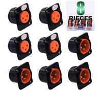 ASFASFq-8-Pack XLR Mâle Et Femelle Jack 3 Pin - Chassis Panel Mount Jacks D Series Size, Black Metal Housing - Parfait Pour La Série D Pattern Holes Audio Studio Connector