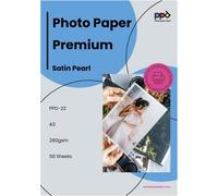ASFASFq-A3 x 50 Feuilles Papiers Photo Super Premium Satiné, Fort Grammage 280g, Jet d' Encre, Séchage Rapide, Microporeux, Résistant à l'eau PPD-22-50
