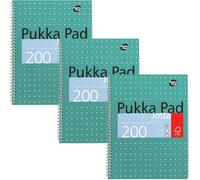 Asfasfq-A4+ Carnet De Note Jotta Métallique 1 Paquet -23 X 29.7cm - Carnet Spirale Avec Lignes De 8mm Et Papier 80gsm -Marges Perforées À 4 Trous Et Bords Perforés -200 Pages, Vert Lot De 3
