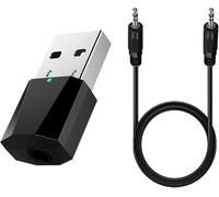 ASFASFq-Adaptateur Bluetooth USB 5.1, Clé Bluetooth PC avec Câble Audio 3,5 mm Microphone Intégré, Récepteur Dongle Audio sans Fil Mini Portable, Prise en Charge USB/AUX pour Stéréo PC Casque TV