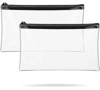 Asfasfq-Aestustheri Lot De 2 Trousses Transparentes Avec Fermeture Éclair, 22 Cm X 14,5 Cm, Noir