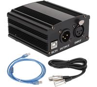 ASFASFq-Alimentation fantôme 48V, alimentation microphone à condensateur 1 canal avec câble XLR à 3 broches et câble USB pour tout microphone à condensateur équipement d'enregistrement de musique