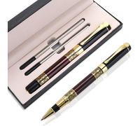 Asfasfq-Amaxiu Stylo À Bille De Luxe En Métal De 1 Mm Avec Coffret Cadeau Et 2 Recharges D'encre Noire À Pointe Moyenne, Stylo À Bille Fantaisie Pour Homme Et Femme, Signature (Rouge)