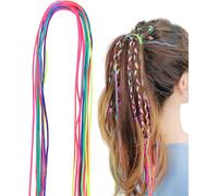 Asfasfq-Aorhofj 32 Pièces Tresses De Cheveux Colorées,Bandes De Cheveux Colorées,Bandes De Cheveux Dégradées,Tresses Arc-En-Ciel,Bandes De Cheveux Pour Queue De Cheval,Accessoires De Coiffure Pour Le