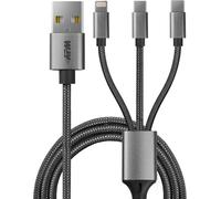 Asfasfq-Apm Câble De Charge 3 En 1, Charge Simultanée & Rapide 3a, Usb Vers Lightning/Usb-C/Micro-Usb, Longueur 1 Mètre, Compatible Avec Iphone 15 14 Samsung S23 Pc Portable Tablette, 570316