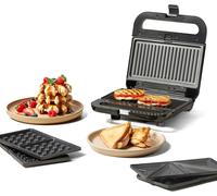 ASFASFq-Appareil à croque-monsieur 3 en 1 Robson, 850 W, plaques interchangeables grill, gaufres et sandwich, antiadhésives, 21,6 x 12 cm, indicateur de température, poignée froide, fermeture de