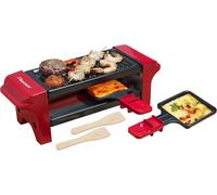 ASFASFq-Appareil a raclette, Mini Grill pour 1 à 2 personnes, avec 2 poêlons et 2 spatules, avec revêtement antiadhésif, 350 Watts, couleur: Rouge/Noir