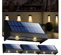 ASFASFq-Applique Murale Exterieur Solaire 4 Pièces, Étanche IP65 Lampe Solaire Extérieur, 3200K Blanc Chaud Eclairage Exterieur Solaire pour Mur, Balustrade, Clôture, Jardin, Terrasse, Balcon, Escali