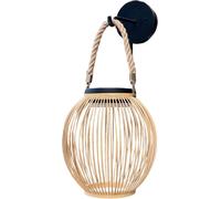 Asfasfq-Applique Murale Sans Fil Solaire Led Sunny Small Round En Bambou Style Bohème Isaline H40cm