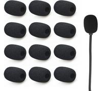 ASFASFq-AQSQWQ 12 Pcs Bonnettes en Mousse pour Micro-cravates, Mousse Micro Casque, Mini Microphone Casque Pare-brise Mousse, Protecteur de Microphone, Noir