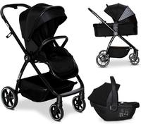 Asfasfq-Asalvo Rodas Trio Convertible, 3 En 1, Poussette De Bébé, Siège Auto, Confortable, Sûr, Capote Extensible, Suspension Sur Les Roues, Frein Arrière, Charge Maximale 23 Kg, Noir