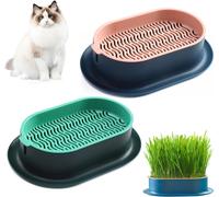 ASFASFq-Asfrode Lot de 2 bacs à plantes pour herbe à chat - Plateau pour herbe à chat - Vert