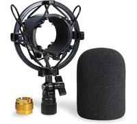 ASFASFq-AT2020 Suspension et Bonnette en Mousse - Filter Anti-pop avec shock Mount pour Réduit le Bruit de Vibration Convient à Audio Technica AT2020 AT2035 ATR2500 Micro par
