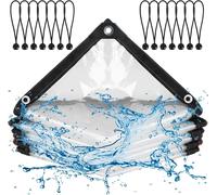 ASFASFq-Bâche Transparente avec Oeillets - 3m x 4m Bâche Imperméable en Plastique avec Élastique de Serrage - pour Camping Balcon Jardin Plantes Serre Chapeau pour Animaux de Compagnie Toit