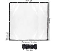 ASFASFq-Bache Transparente avec Oeillets,Bâche Transparente 2 x 2 m,Baches RenforcéE Haute Densité Anti-DéChirure RéSistant pour Balcon,Jardin,Extérieur,Bâche Imperméable