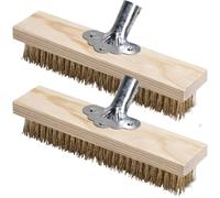 ASFASFq-Balai Métallique 30cm avec Prise Support en Métal Robuste pour Balai en Bois pour Anti Mousse Toiture,Mauvaises Herbes, Taches Tenaces Brosse Métallique pour Piscine Manche Non Inclus - 2 Piè
