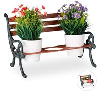 ASFASFq-Banc, Fonte et Bois, Support de Plantes pour Pots à Fleurs, différentes Dimensions, Brun/Gris-Vert, Marron, 3 Halter