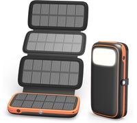 Asfasfq-Batterie Externe Solaire 10 000 Mah ¿ Chargeur Portable À Charge Rapide 15 W Avec 4 Panneaux Solaires ¿ Batterie Usb C In/Out Avec Lampe De Poche Led Pour Iphone 16/15/14/13 Galaxy Et Camping