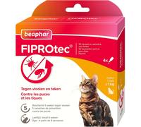Asfasfq-Beaphar ¿ Fiprotec 50 Mg ¿ Solution Spot-On Pour Chats ¿ À Base De Fipronil ¿ Tue Les Puces Et Les Tiques À L'application ¿ Traitement Antiparasitaire Pour Chat Dès 8 Semaines ¿ 4 Pipettes De