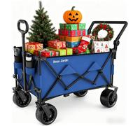 ASFASFq-Beau Jardin XXL Chariot de Jardin Pliable - 300L 250kg Charge Maxi, Roues Tout-Terrain 16cm & Poignée Réglable, pour Plage/Camping/Jardin (Bleu)