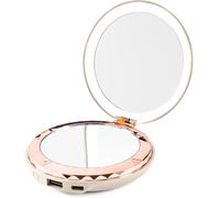 Asfasfq-Beauty Compact - Miroir De Poche Et 5k Power Bank - 3-En-1 Lumière, Miroir Et Power Bank - Chargeur De Téléphone Portable Usb-C - Jusqu'à 2x Charges (Pêche)