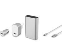 Asfasfq-Belkin Mixit Kit Chargeur Secteur Et Voiture Avec Câble Usb Lightning Tressé Et Batterie Externe 6600 Mah Pour Iphone 12, 12pro, 11, 11pro Max, Xr, Xs, Ipad Mini, Pro Etc. Argenté