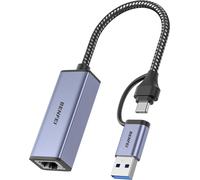ASFASFq-BENFEI Adaptateur USB 3.0 vers Ethernet, Adaptateur réseau USB C vers RJ45 Gigabit LAN (1000Mbps), Compatible avec, MacBook/Pro, Surface Pro, Windows 11/10/8/7, Mac OS [Alu carlingue et Fil N