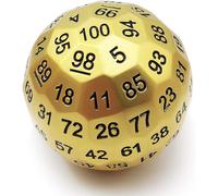 Asfasfq-Bescon Solid Metal 100 Sided Dice, Game Dice D100, Giant Polyhedral Metal 100 Sides Dice 50mm In Diameter (1.97in), Matt Golden